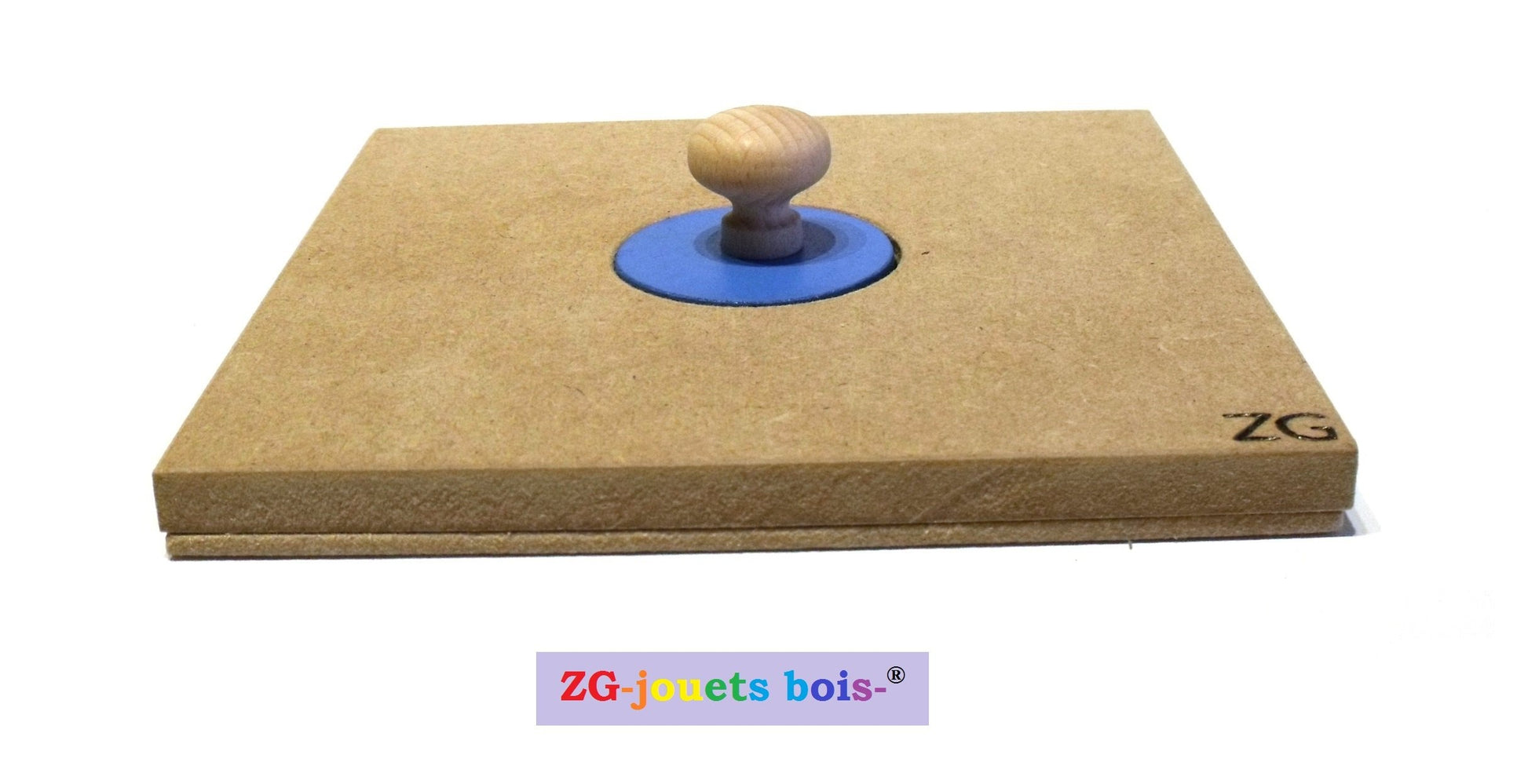 puzzle montessori nido, encastrement premier âge, petit rond bleu, fabrication artisanale française ZG-jouetsbois-