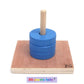 jeu premier âge, nido montessori, encastrement palets même diamètre sur tige verticale, bleu, réalisation artisanale française par ZG-jouetsbois-
