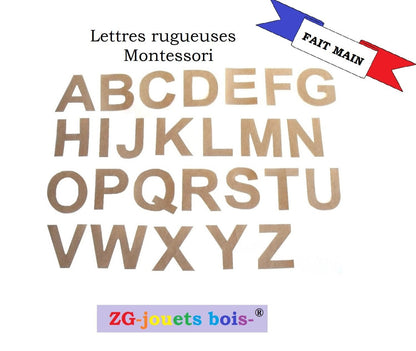 lettres rugueuses montessori imprimerie majuscules découpées à la main par ZG-jouetsbois-