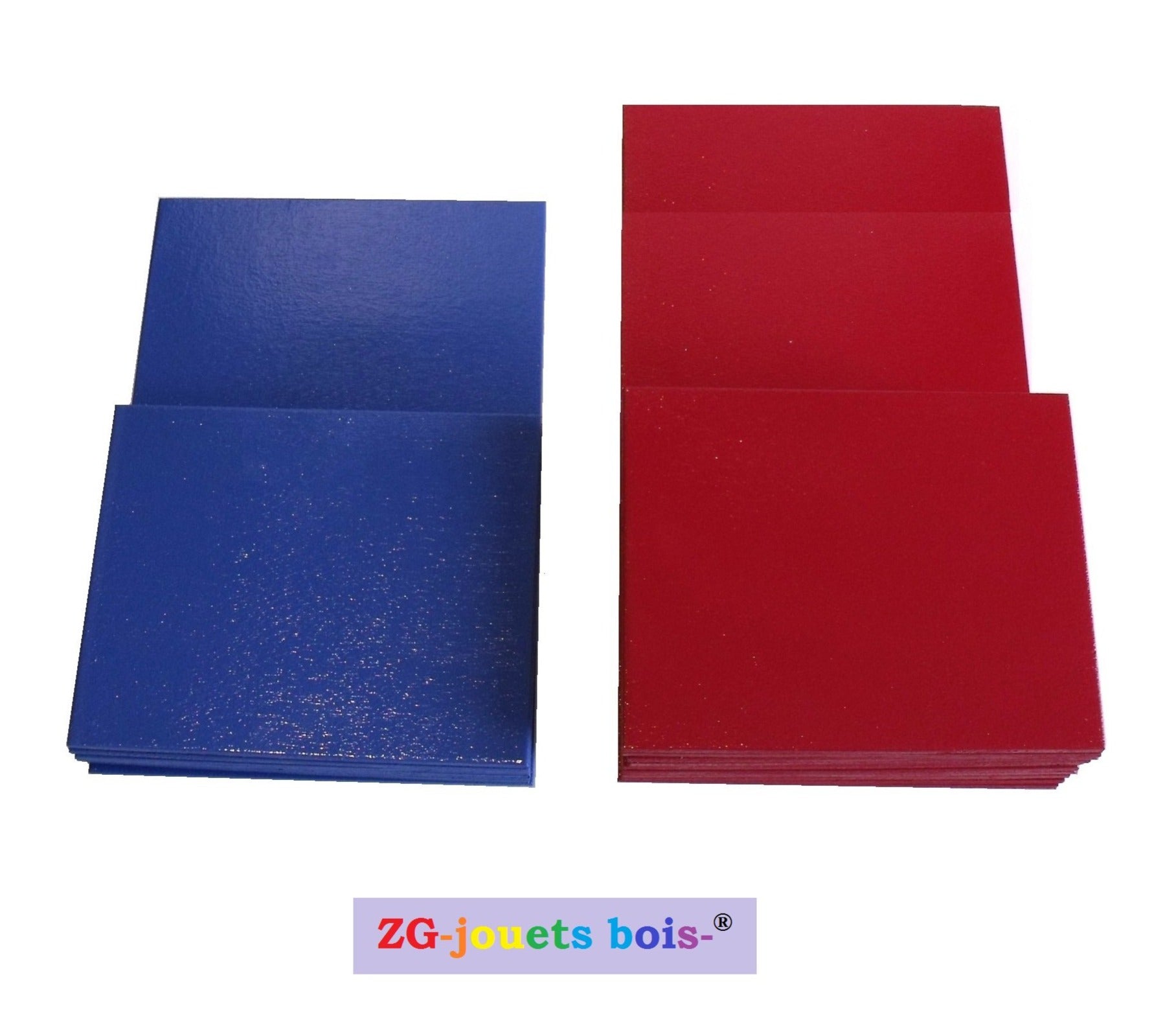 Tablettes pour fabrication des lettres rugueuses cursives minuscules montessori rouge et bleue fabrication ZG-jouetsbois-