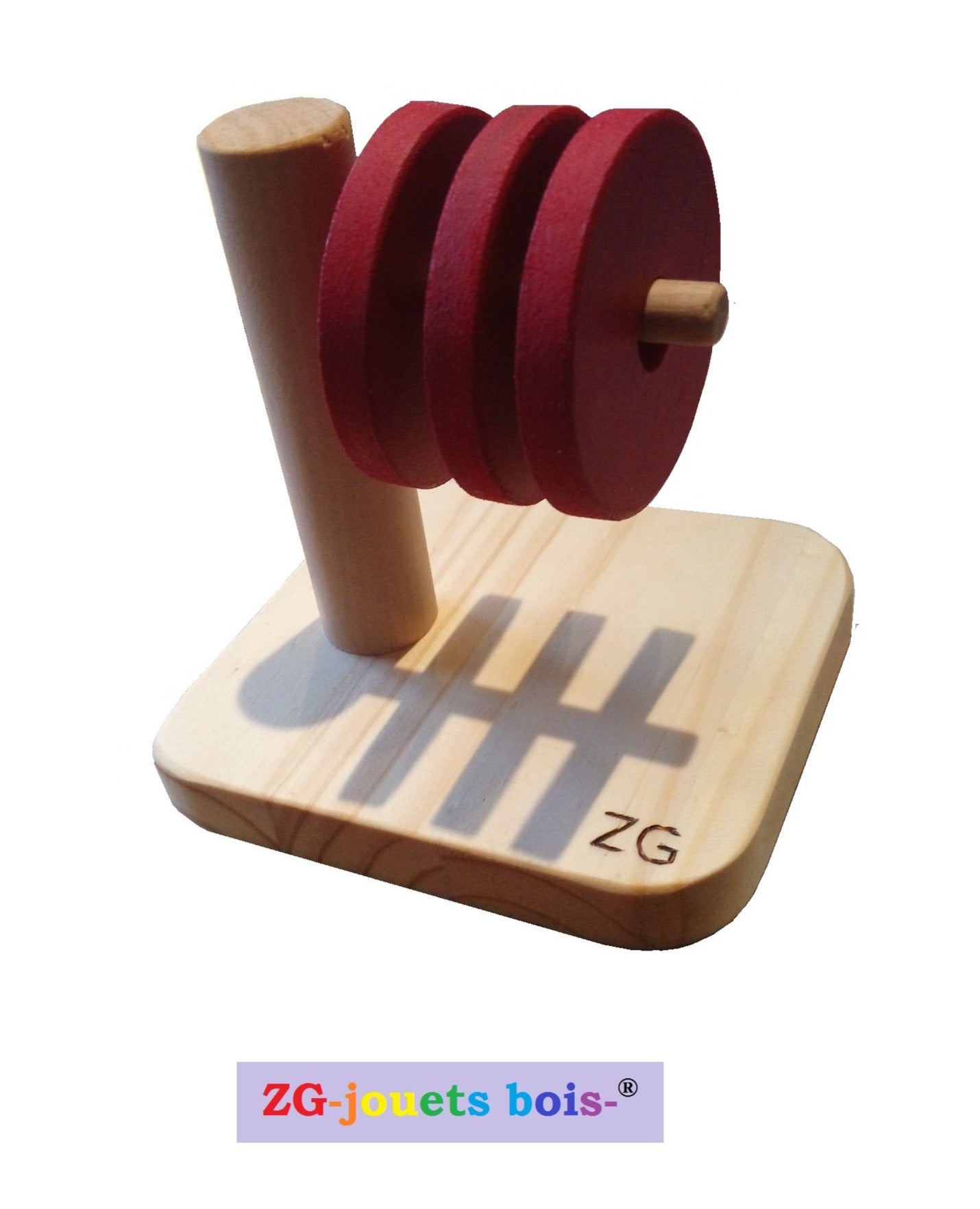 Jeu bébé Montessori encastrement horizontal palets (même diamètre) –  ZG-jouetsbois