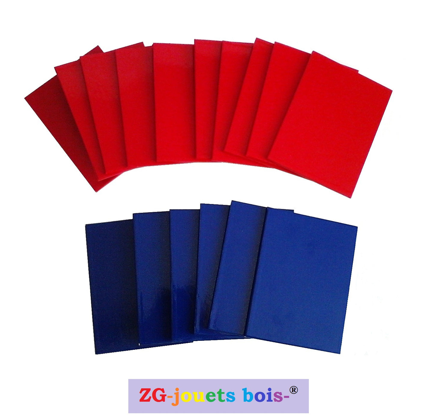 tablettes pour fabrication de lettres rugueuses montessori cursives majuscules, rouge et bleu réalisation ZG-jouetsbois-