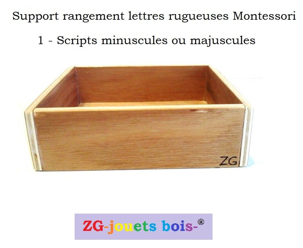 Boite de rangement en bois pour lettres rugueuses montessori  imprimerie majuscules ou minuscules fabriquée artisanalement par ZG-jouetsbois-