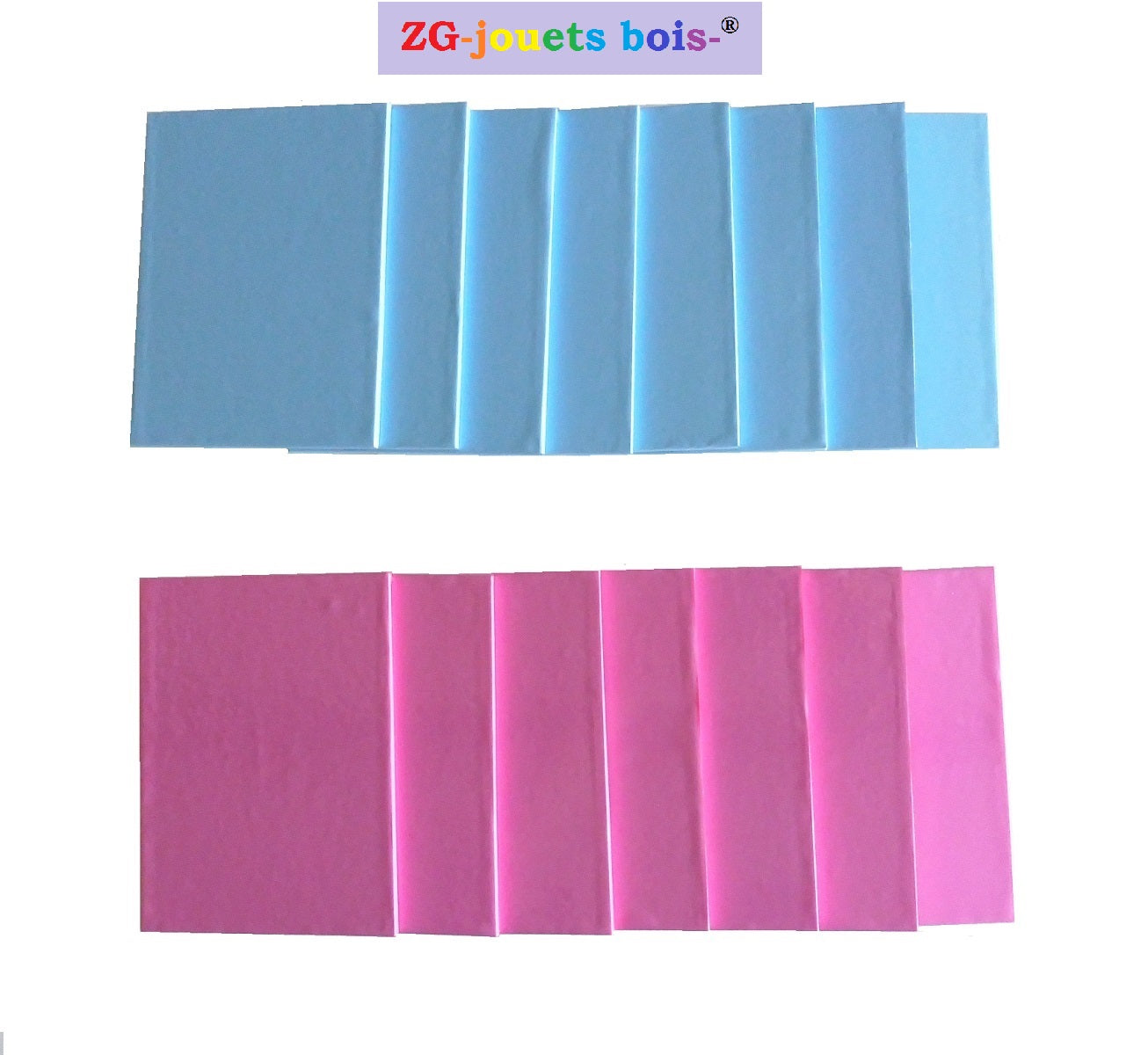 tablettes pour fabrication de lettres rugueuses montessori cursives majuscules, rose et bleu, réalisation ZG-jouetsbois-