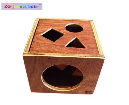 jeux nido montessori boite imbucare de permanence de l'objet évolutive, 7 formes 5 plaques interchangeables, fabrication française ZG-jouetsbois-