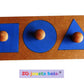 puzzle encastrement trois formes, couleur bleu, pédagogie montessori, premier âge, nido, fabrication artisanale française ZG-jouetsbois-