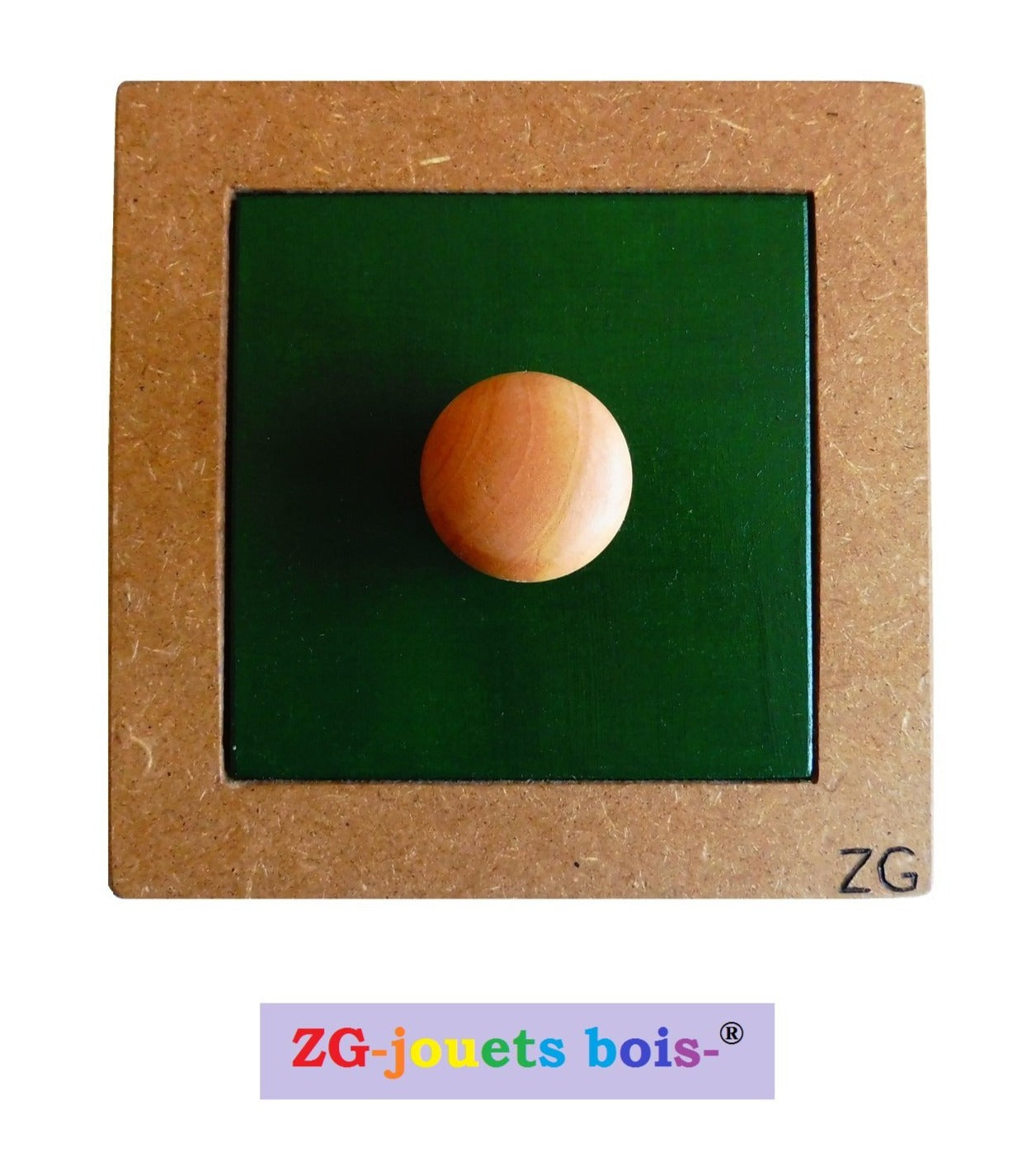 puzzle a forme unique, gros carré vert, encastrement premier âge nido montessori, fabrication artisanale française ZG-jouetsbois-
