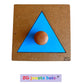 puzzle à forme unique, gros triangle bleu, encastrement nido montessori, fabrication artisanale française ZG-jouetsbois-
