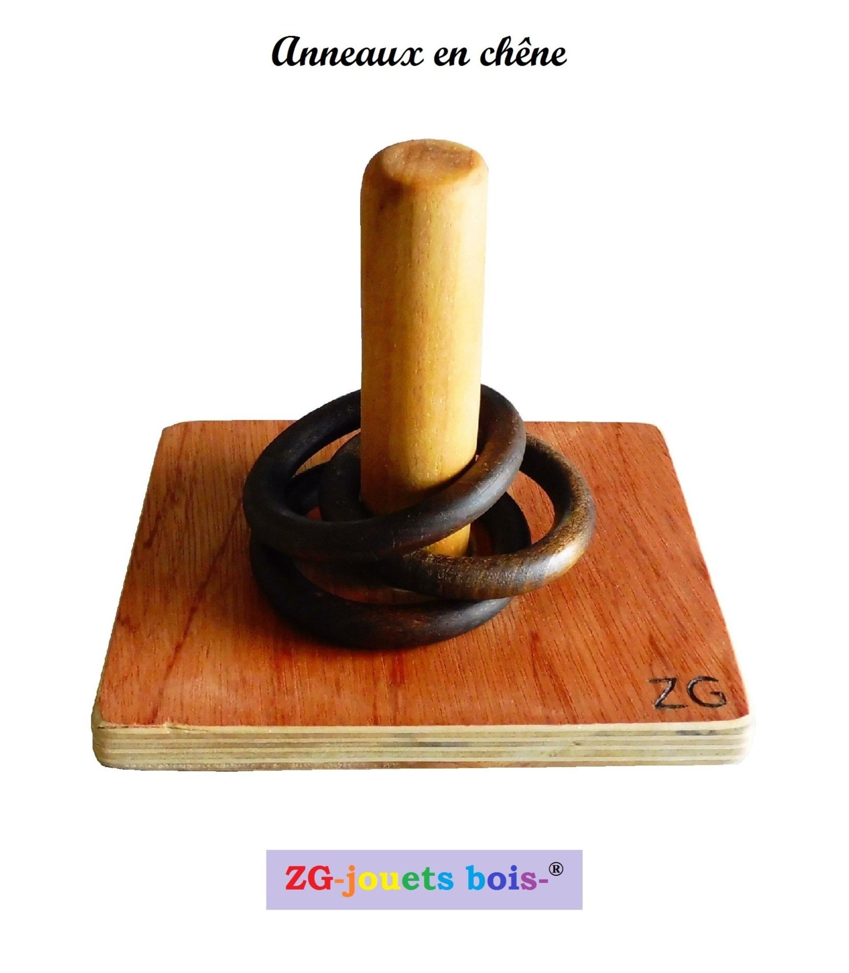 jeu premier âge nido montessori, empilage vertical anneaux en chêne, fabrication artisanale française ZG-jouetsbois- 