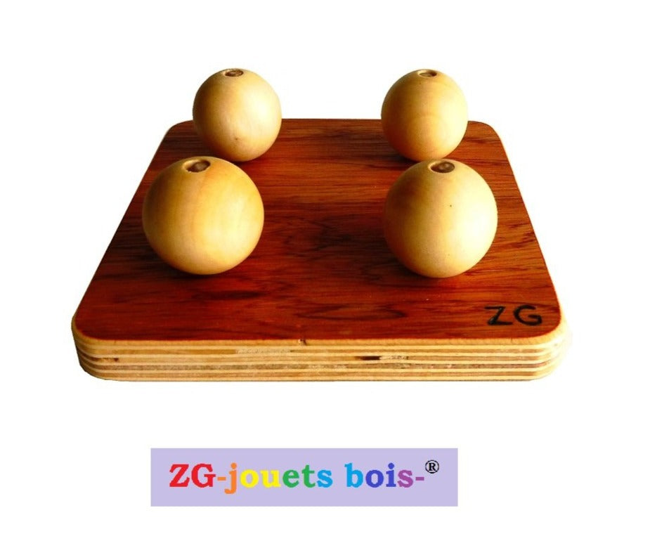Encastrement Empilage Boules sur tiges verticales, Jeu Nido, premier âge Montessori, coordination oeil/main, motricité fine, fabrication française ZG-jouetsbois-