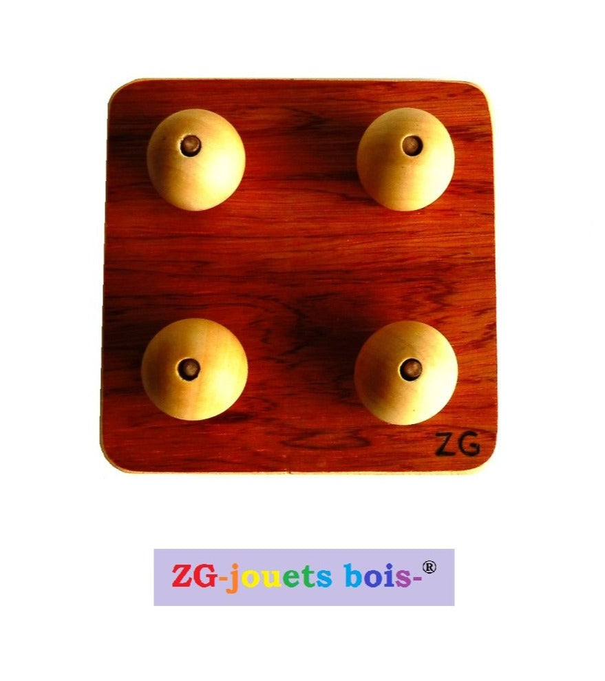 Encastrement Empilage Boules sur tiges verticales, Jeu Nido, premier âge Montessori, coordination oeil/main, motricité fine, fabrication française ZG-jouetsbois-