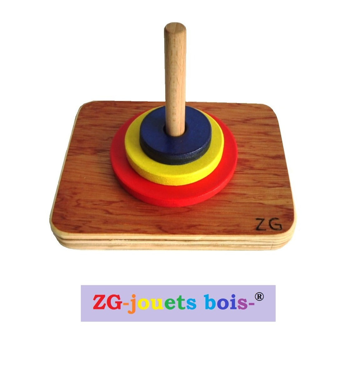 jeu nido premier âge, pédagogie montessori, encastrement palets de trois diamètres différents, fabrication artisanale française ZG-jouetsbois-