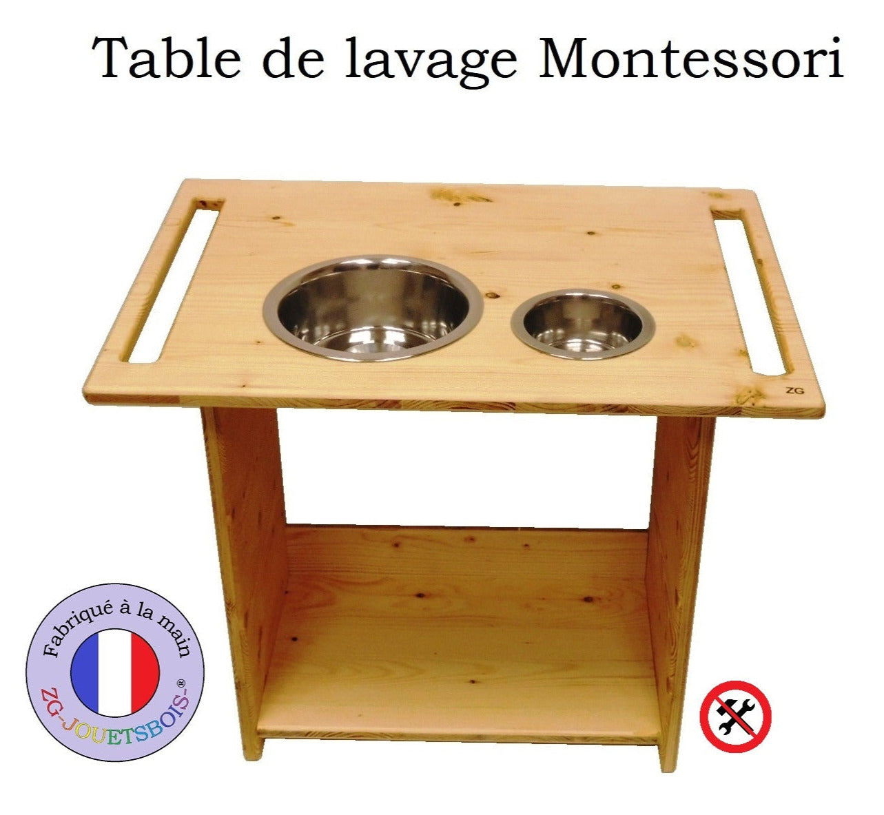 Station table de lavage de mains et dents montessori en bois fabrication française artisanale par ZG-jouetsbois-