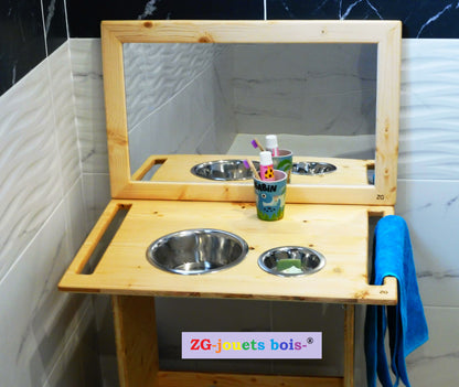 Ensemble Table de lavage Montessori + miroir à poser ou suspendre