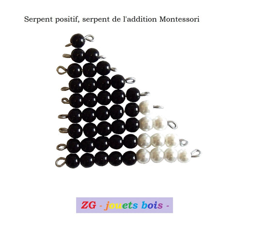 Serpent positif addition Montessori perles colorées apprentissage mathématiques opérations calcul