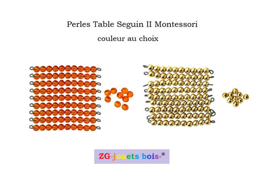 Table Seguin 2 Montessori beads, gold or orange