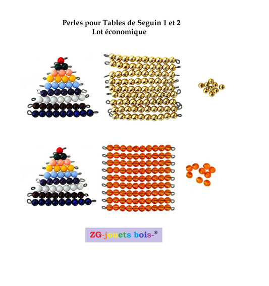 Perles (lot Eco) Table Seguin 1&2 Montessori, 10 doré ou orange