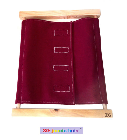 cadre habillage montessori scratch velcro tissu 100% coton prune ZG