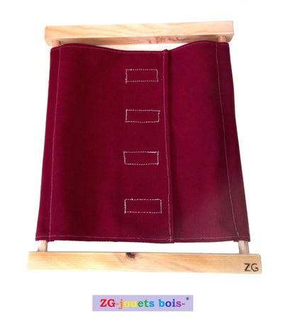 cadre habillage montessori scratch velcro tissu 100% coton prune ZG