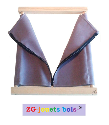 cadre habillage montessori zip non-separable fermeture eclair tissu 100% coton violet ZG