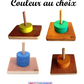 jeu premier âge, nido montessori, encastrement palets même diamètre sur tige verticale, couleur au choix, réalisation artisanale française par ZG-jouetsbois-