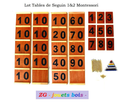 matériel montessori mathématiques table de seguin format economique avec perle doré