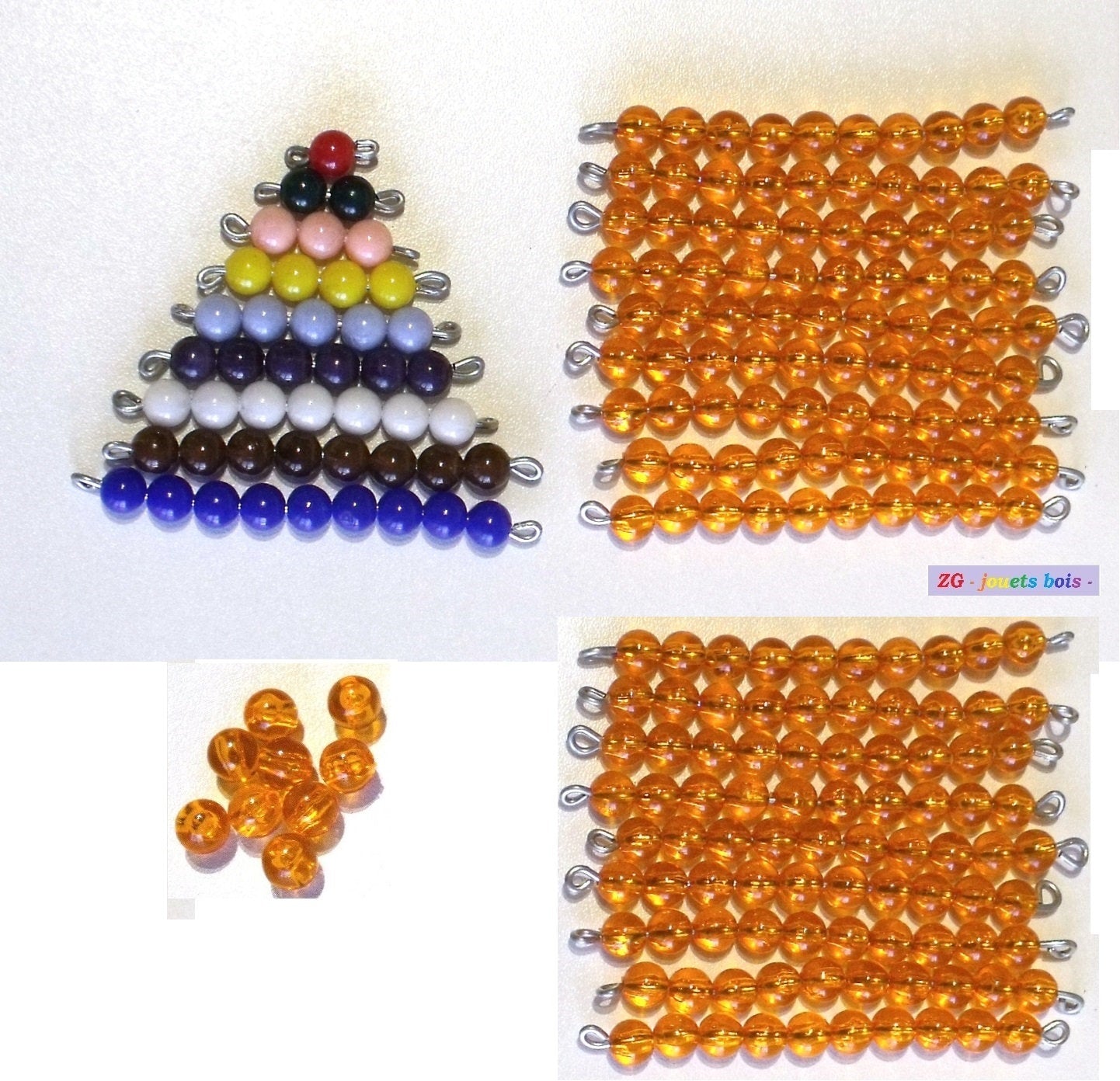 lot complet 10 orange perles table seguin montessori