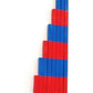 barres rouges et bleues, pedagogie montessori, 10cm à 1 mètre, fait main, france