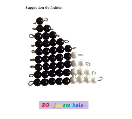 45 Perles Serpent Positif Montessori noir blanc non montées DIY mathématiques addition