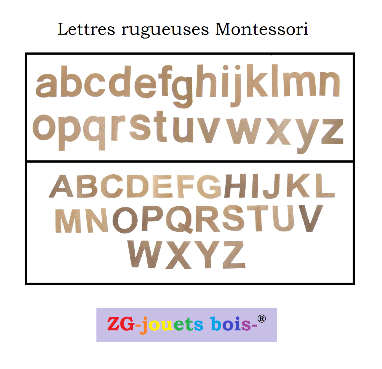 lot lettres rugueuses montessori imprimerie majuscules et minusculesdécoupées à la main par ZG-jouetsbois-