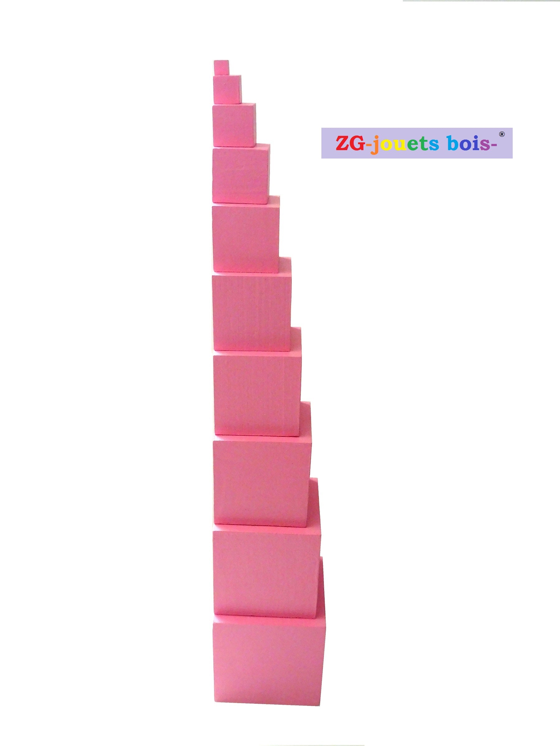 tour montessori droite 10 cubes roses ZG